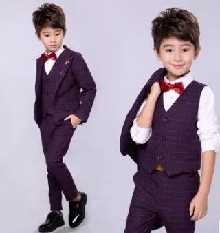 

2019 winter Brand Boys Wedding Suit Top Quality Gentle Boys 4pcs: jacket vest shirt pants Children Wedding party tuxedo Suits