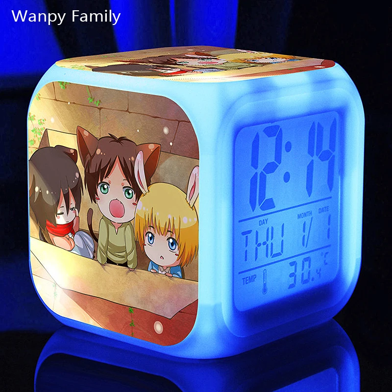 Manga Attack on Titan Alarm Clocks,Glowing LED Color Change Digital