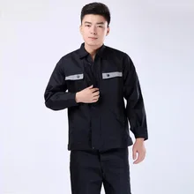 Комплект из 2 предметов, защитная Рабочая одежда,, свободный отложной воротник, хлопок, длинный рукав, одежда для мужчин размера плюс 4XL