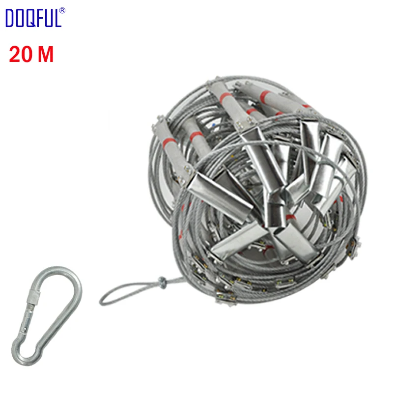 66FT Fire Escape Ladder 20M Folding Steel Wire Rope Ladders Aluminum Alloy Emergency Survival Rescue Safety Antiskid Tools 15m rescue rope ladder 50ft escape ladder emergency work safety response fire rescue rock climbing escape tree outdoor protect