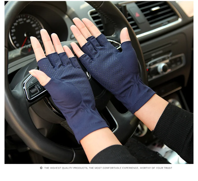 Мужская Тонкая секция относится к тонким перчаткам летние солнцезащитные перчатки дышащие Нескользящие перчатки для вождения половина пальцев SZ009W-5