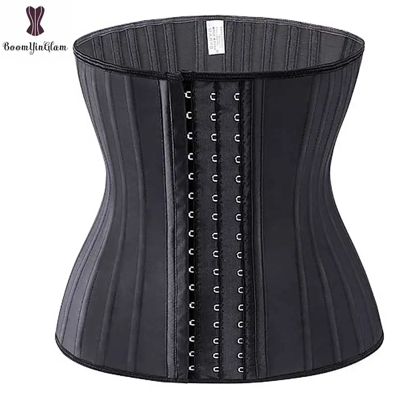 Billige Shinning Latex Taille Trainer 25 Spirale Stahl Ohne Knochen Schwarz Creme Taille Abnehmen Cincher 3 Haken Und Augen Korsett Unterwäsche Mieder