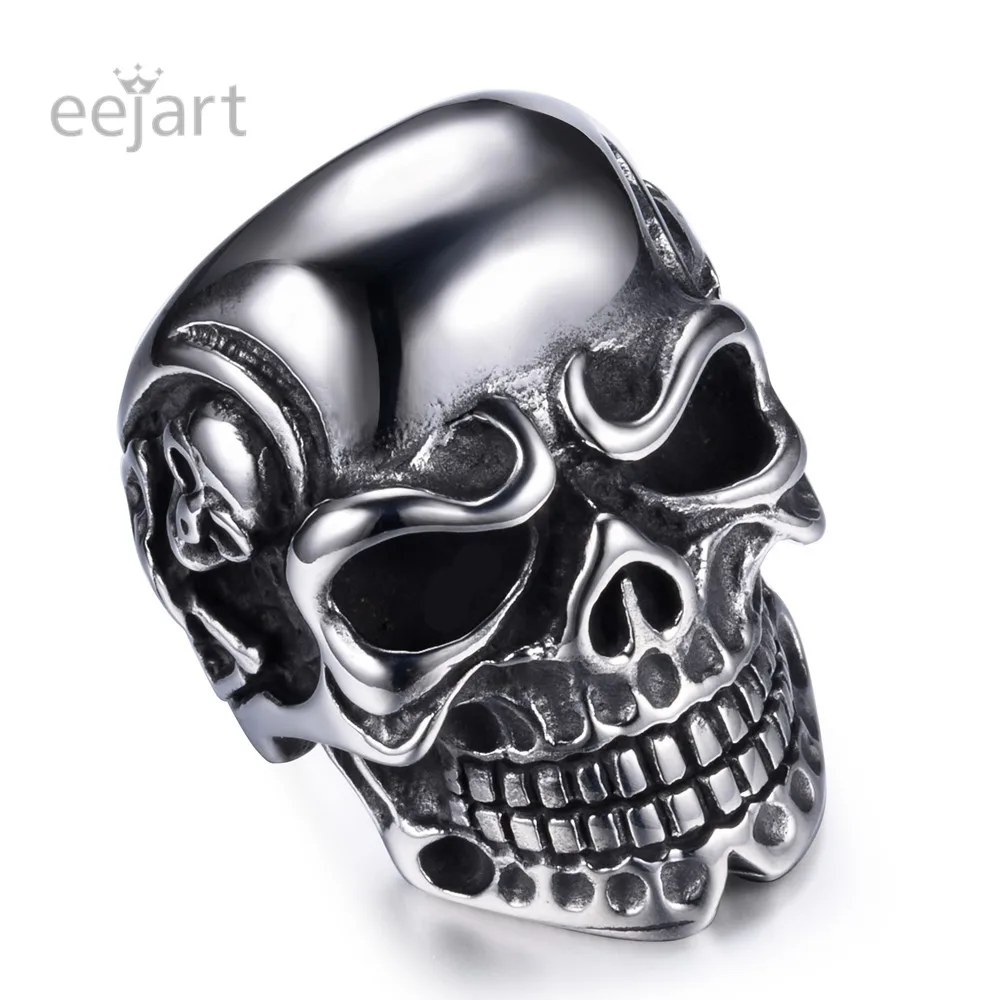 316L Stainless Steel Vintage Punk Rings Skull Men Jewelry