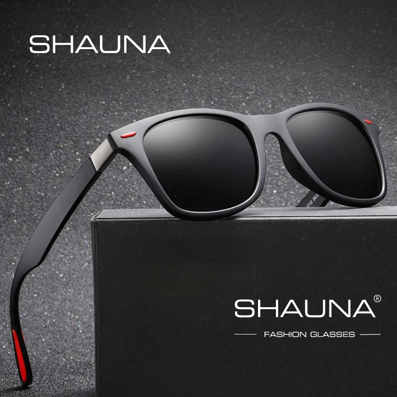 

SHAUNA TR90 Classic Polarized Sunglasses Men Driving Square Sun Glasses Women UV400 Gafas De Sol