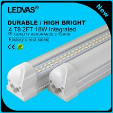 LEDVAS 2-Pack 18W T8 LED Tubes 2Ft LED Integrated Tube Lights Double Strips 30cm 144led Light Lamp Bulb 2feet 60cm AC85-265V
