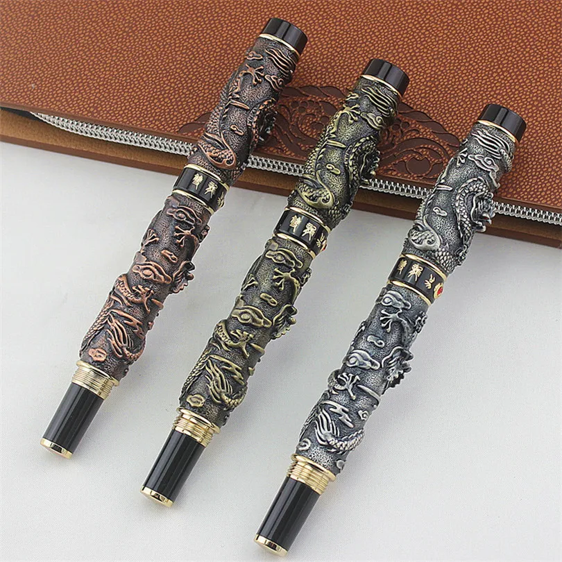 Luxury Jinhao Metal Dragon Fountain Pen Vintage Iraurita Exquisite Gift Set Business Ink Pens