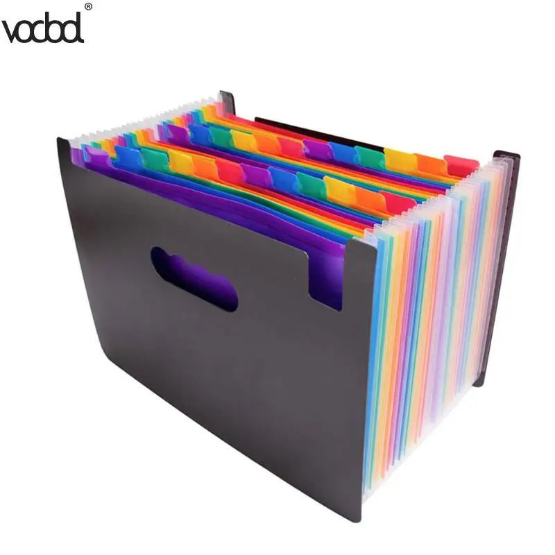 24-Layer Big Document Bag Rainbow Accordion A4 Classification Test Papers Tool Business Expanding File Folders Filing Products