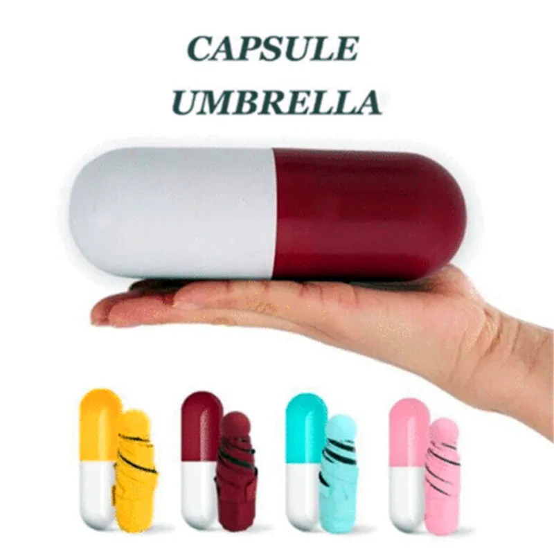 

Capsule Umbrella Mini Light Small Pocket Umbrellas Anti-UV Folding Compact Cases Sunny Rainy