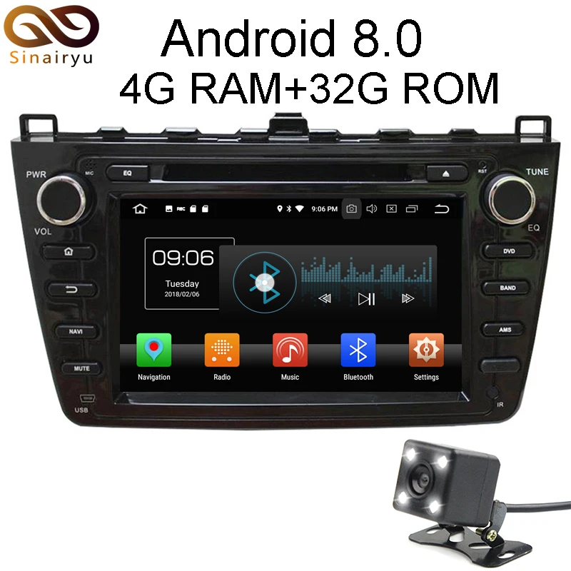 

Sinairyu 4GB RAM Octa Core Android 8.0 Car DVD Player For MAZDA 3 2010-2012 Car Audio GPS Stereo Head Unit Multimedia Navigation