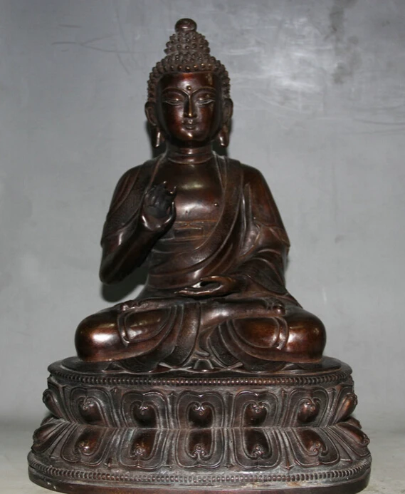 

JP S62 15" Tibetan Buddhism Purple Bronze Shakyamuni Amitabha Buddha Sakyamuni Statue
