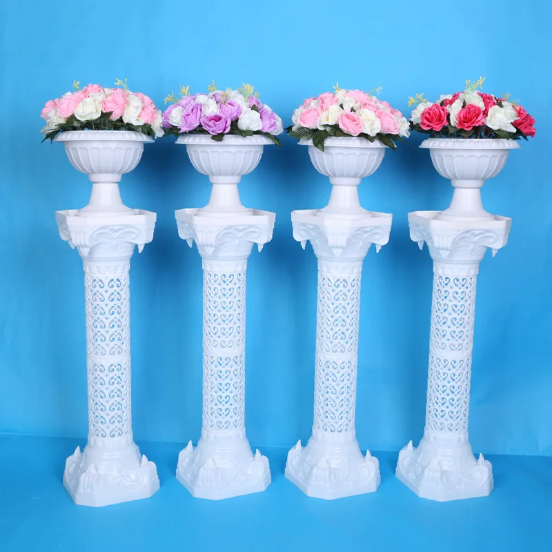 

European Style Hollow Out Artificial Roman Columns Plastic Pillars Road Cited Wedding Props Event Decoration Flower Ball 2pcs