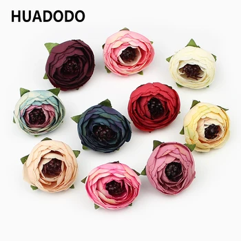 

HUADODO 10pieces Silk Camellia Flower Heads Artificial tea Rose Flower For home Wedding Decoration DIY Scrapbooking Fake Flowers
