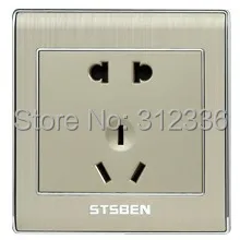 Международный стандарт 5 отверстий настенная розетка мощность цвет шампанского розетка популярный алюминиевый drawbench
