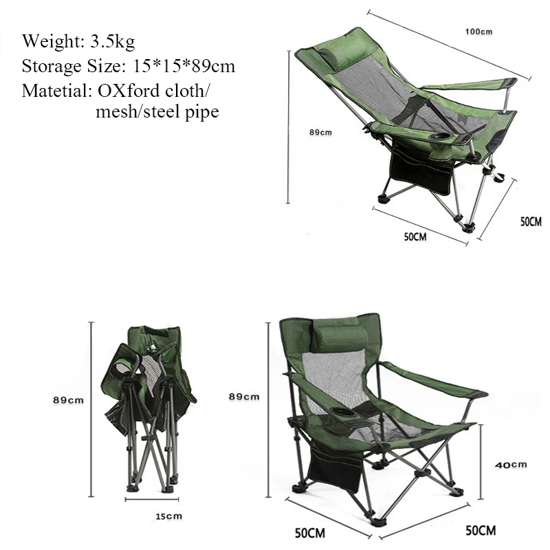 Портативный складной сидящий и лежащий стул актер съёмка Досуг обеденное кресло для офисного пикника со съемной подушкой