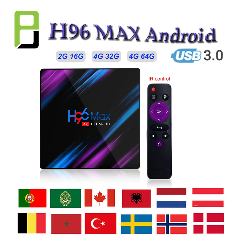 

Android9.0 TV Box Rockchip RK3318 4G DDR3 USB 3.0 Bluetooth 4.0 Google Voice 2.4G&5G Wifi BT4.0 Media Player h96max Smart TV Box