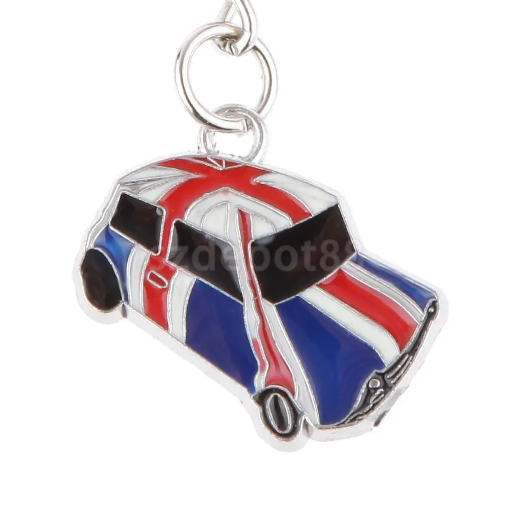 London Mini Car Union Jack Keyring England UK GB Key Ring