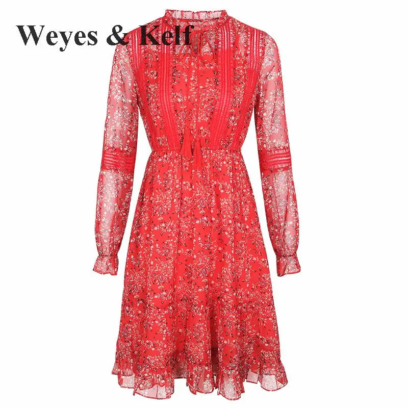 Weyes & Kelf элегантный галстук Бандаж с v образным вырезом платье для женщин 2018 Весна