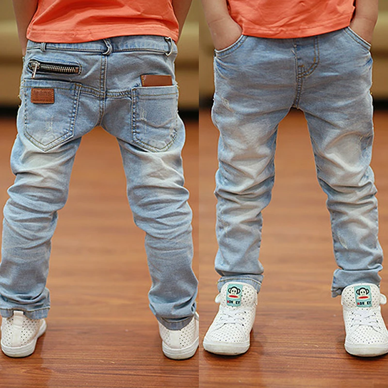 

2018 Spring newest fashion style white boys jeans soft material fit for age 3 to 12 years old children pants B135