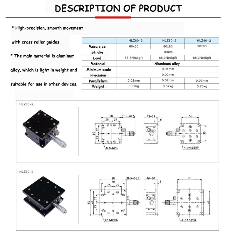 Z Axis 60*60 мм ручка микрометр раздвижной сцены направляющей Тип платформы ручное Смещение раздвижной стол HLZ60-2