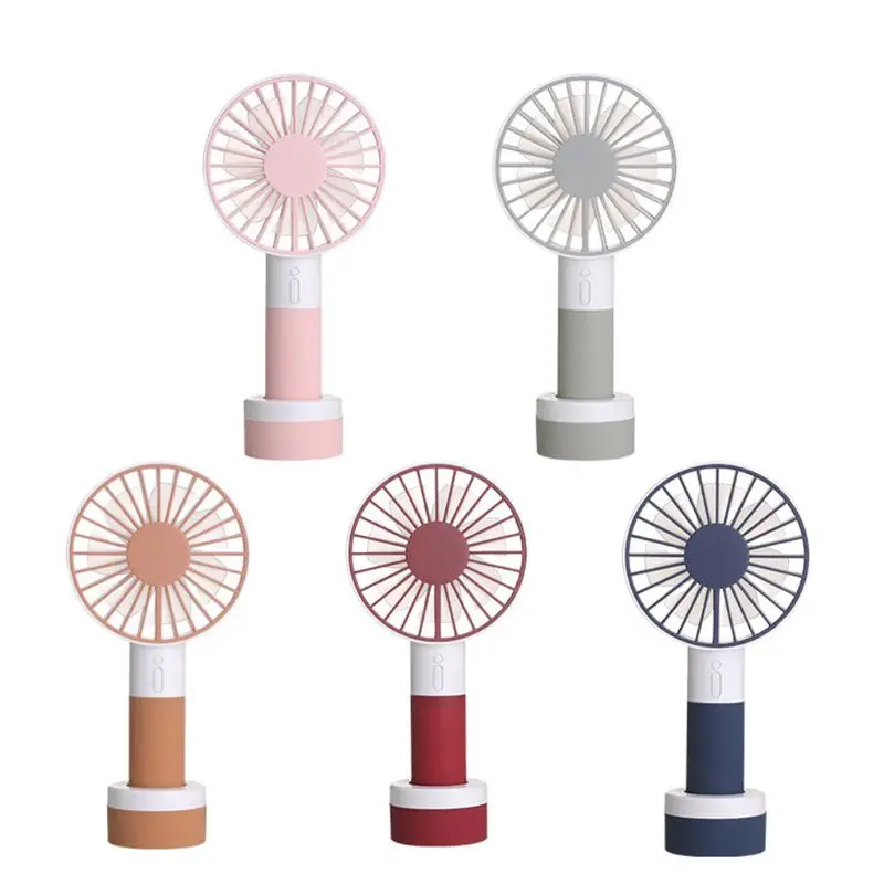 Mini Handheld Fan with Colorful Light Sports Portable Rechargeable USB Fan with Standing Base 3 Speed Desktop Fan for Outdoor Tr