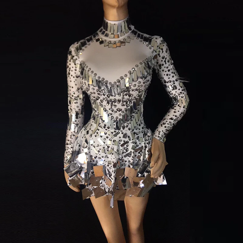 Sexy Female Singer Costume Performances Sequins Bodysuit Stage Costume