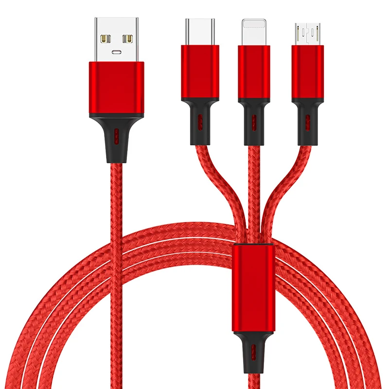 

Vogek 3 in 1 USB Cable With Micro USB Type C Charging USB Cable For Lighting Android Phone Charge Cable