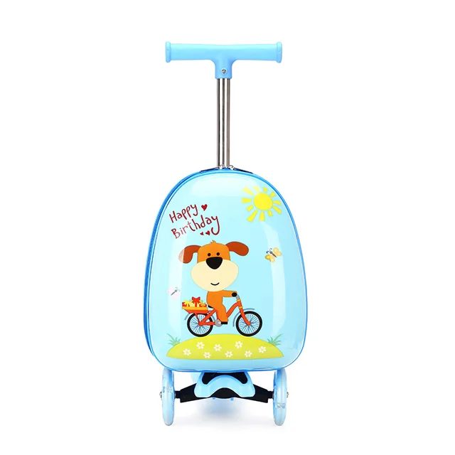 Cute Cartoon kids scooter valigia su ruote Lazy trolley bag bambini carry on cabin travel rolling bagagli Skateboard bag gift 3