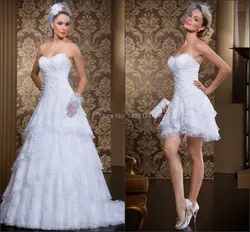 Новый дизайнер 2 в 1 свадебное платье 2018 милое с открытыми плечами без рукавов шифоновое кружевное свадебное платье Vestido Casamento