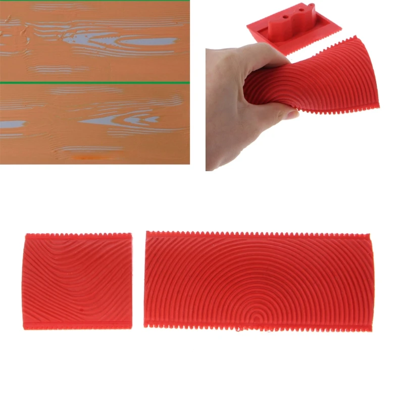

2PCS Imitation Wood Grain Paint Roller Brush Wall Texture Art Painting Tool Set 649E