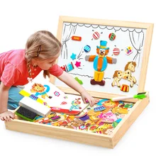 3D деревянные головоломки игрушки для детей мультфильм развивающие игрушки для младенцев магнитная доска для рисования белая доска головоломка деревянные игрушки