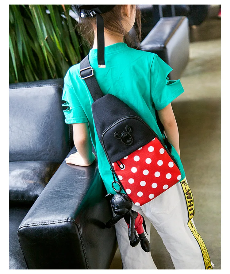 Дисней Микки Минни пеленки мешок детей мини сумка мальчик девочка мультфильм кукла-сумка на плечо сумка для путешествий хранения нагрудный мешок