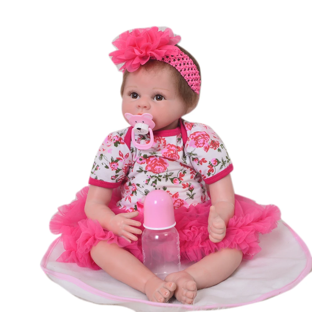 

22 inch 55 cm Silicone baby reborn dolls lifelike doll newborn toy girl gift for children birthday bebes reborn