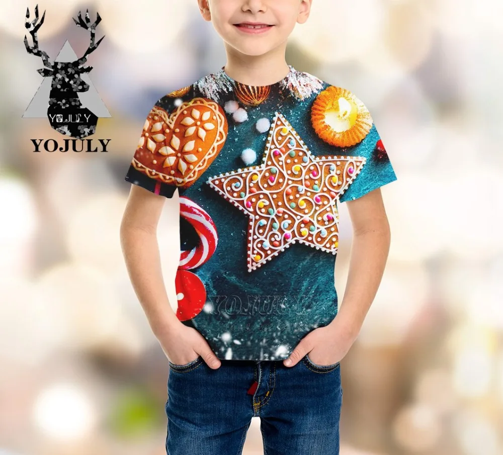 YOJULY картофеля-фри печенье для мальчиков и девочек подростков 3d Футболка с принтом для детей, стильное джинсовое платье с коротким рукавом в стиле кэжуал футболки детская одежда летние A89
