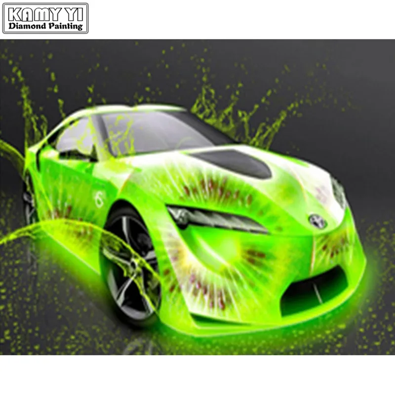 

5D Diy Diamond Embroidery Cartoon Car Needlework Diamond Mosaic Pictures Diamond Painting Cross Stitch Hobbies Crafts Green Cars