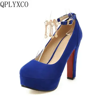 

QPLYXCO 2017 New sale sweet fashion big small size 31-47 women shoes high heel lady spring autumn pumps party wedding shoes T-2