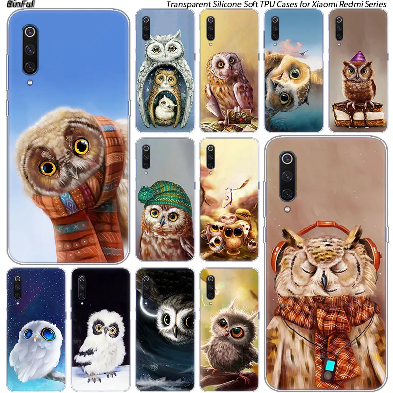 

Hot Cute owl Silicone Case For Xiaomi Pocophone F1 9T 9 9SE 8 A2 Lite A1 A2 Mix3 Redmi K20 7A Note 4 4X 5 6 7 Pro S2 Cover