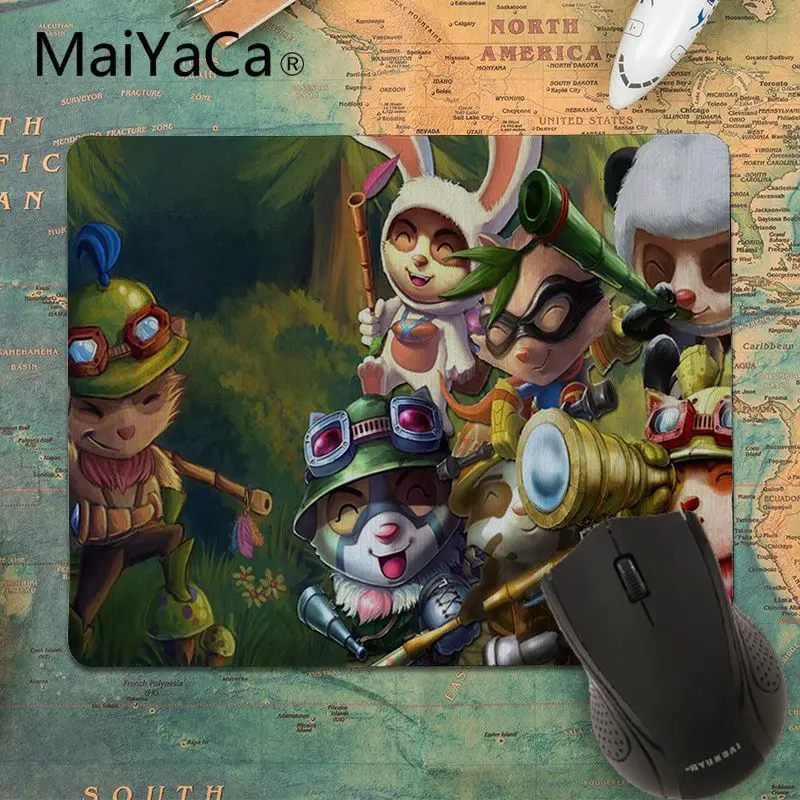 MaiYaCa League Of Legends Teemo заказной Ноутбук игровой маленький резиновый коврик для мыши ПК Компьютерная мышь коврик для ПК ноутбук - Цвет: No Lock Edge25x29cm