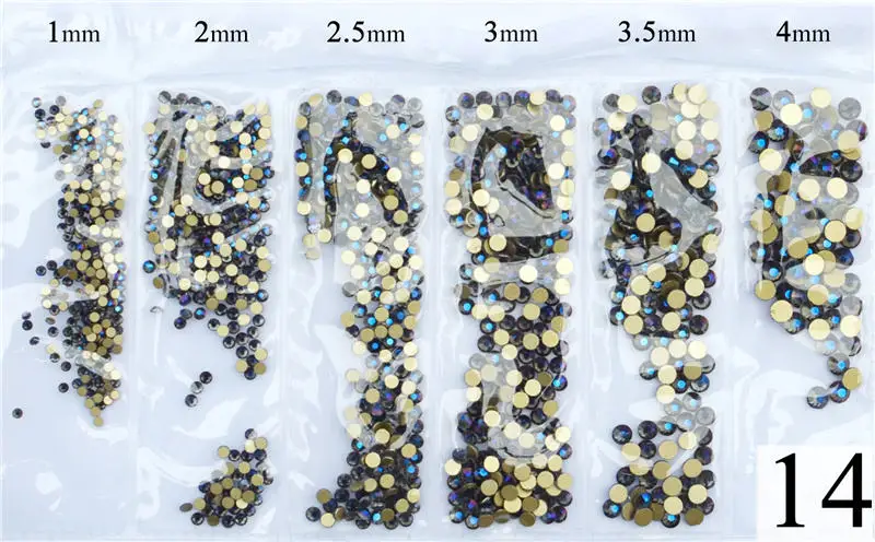 1440 шт./упак. смешанные Flatback Блестящие Стразы для ногтей стекло, кристалл, камень не требуют горячей фиксации для ногтевого дизайна с плоской задней частью украшение амулет - Цвет: 080-14