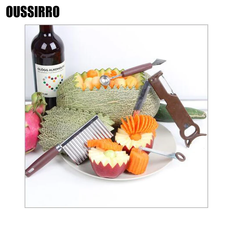 4Pcs/Set DIY Fruits Vegetables Carved Knife Melon Fruits Baller Scoop