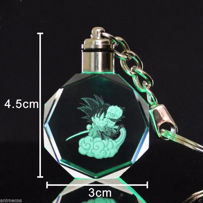 

Dragon Ball Z DBZ Monkey King Figure Crystal Key Chain LED Pendant Keyring New with gift Box