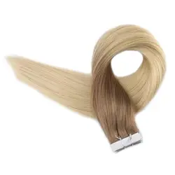 Полный глянцевая лента на волосы #6 коричневый выцветания до #613 блондинка наращивание волос 50 г 20 штук 100% Remy натуральные волосы Cheveux Humain