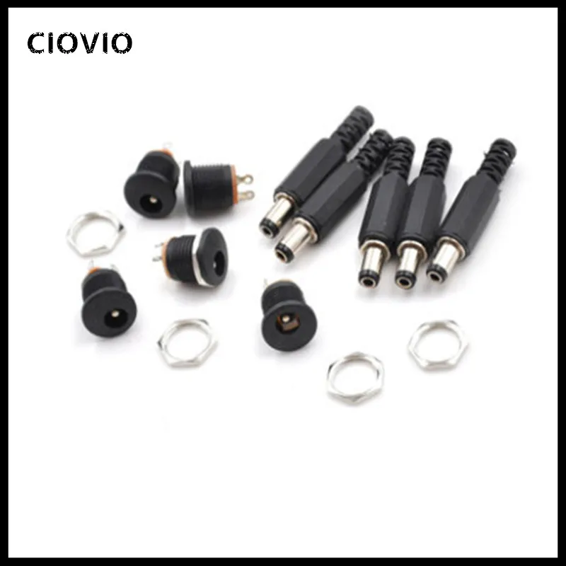 10 pcs  Plastic Male Plugs + Female Socket Panel Mount Jack DC Power Connector ElectricalSupplies  