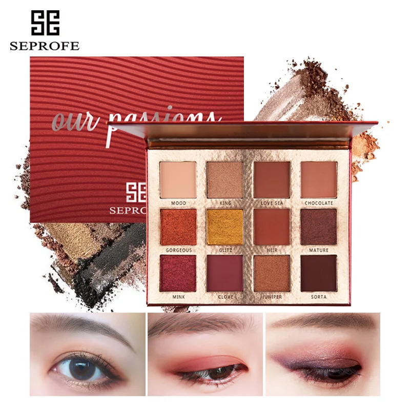 

SEPROFE NEW 12 Colors Shimmer Eyeshadow Pallete High Gloss Foundation make-up Palette Matte Blush Eye shadow Palette cosmetics