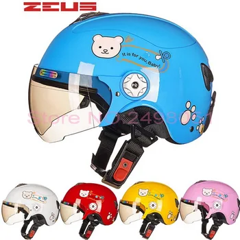 

ZEUS children's half face Motorcycle helmet electric bicycles motorbike helmets Half cover child cap hat bear design size S M
