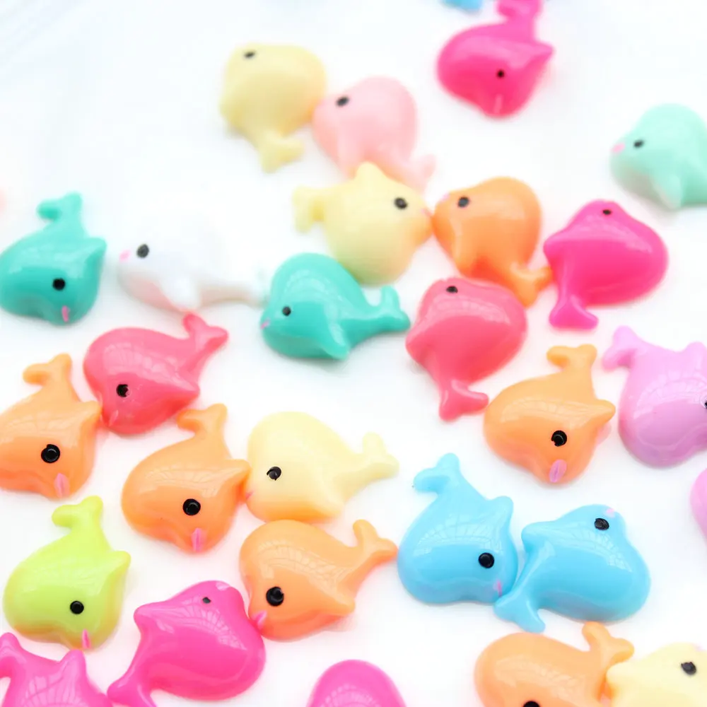 300pcs Kawaii Little Mix Color Whale Resin Flatback Cabochons Dolphin 16mm Fish Decoration | Украшения и аксессуары