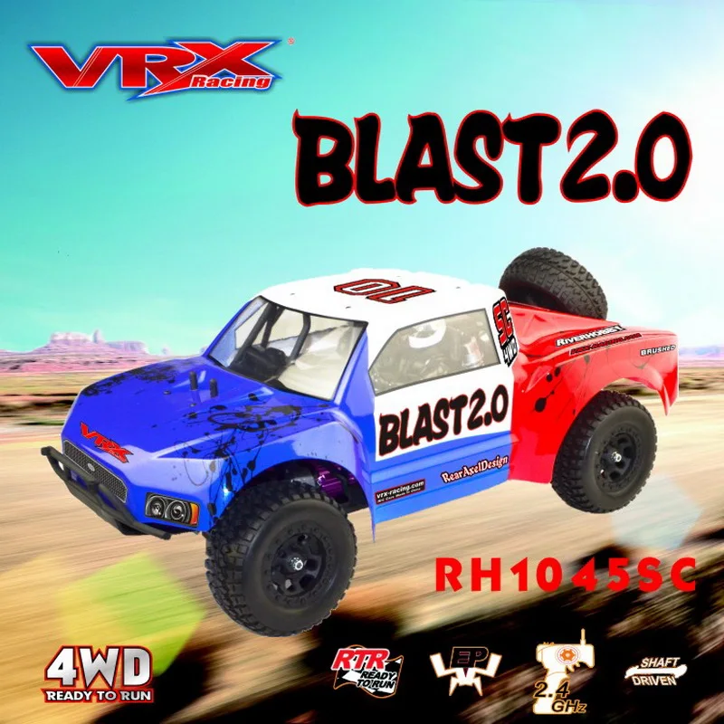 Радиоуправляемый грузовик, VRX Racing RH1045SC 1/10 масштаб 4WD электрическая короткая карта, RTR/45A ESC/3650 мотор/7,4 В Lipo батарея/2,4 ГГц