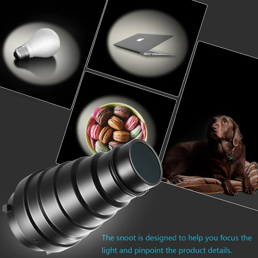 Neewer Medium Aluminium Alloy Conical Snoot Kit with Honeycomb Grid and 5 Pieces