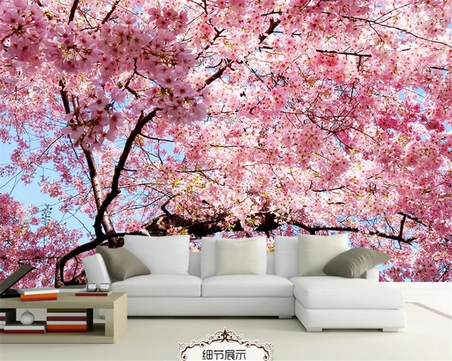 Beibehang Photo Wallpaper 3D Stereo Cherry Blossom Wall Beibehang Photo Wallpaper 3D Stereo Cherry Blossom Wall