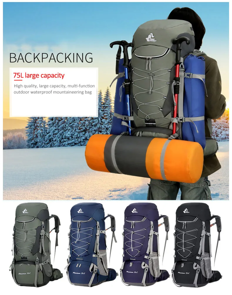 Mochilas de Acampamento Esporte com Capa Xa726wa ao ar Caminhadas Bolsa Chuva Viagem Escalada Montanhismo Livre 75l 5 Mochilas escal.