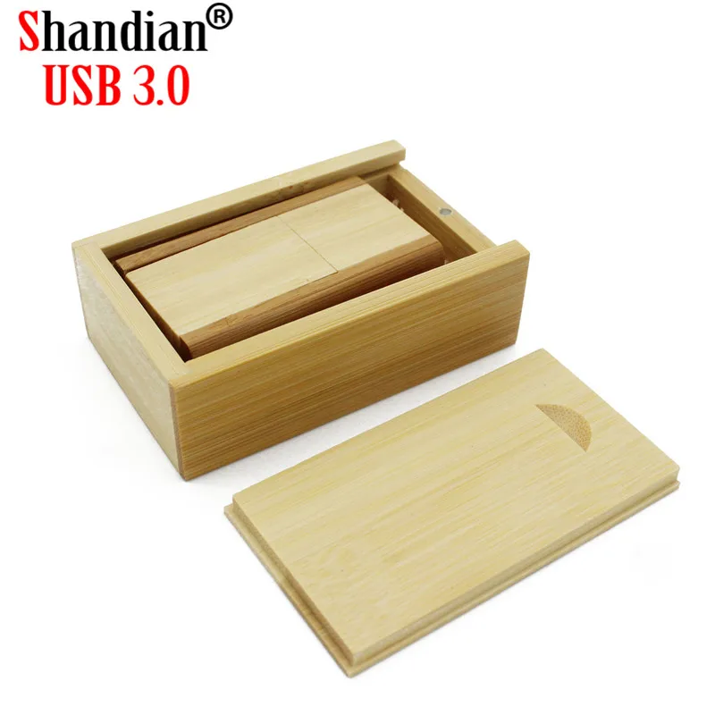 SHANDIAN USB 3,0 логотип на заказ Деревянный usb+ коробка usb флэш-накопитель nutural wood endrive 4 ГБ 8 ГБ 16 ГБ 32 ГБ 64 ГБ свадебный подарок